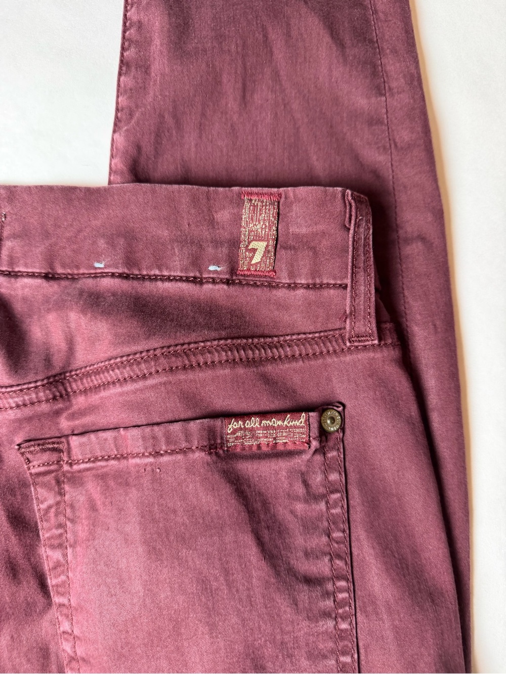 7 For All Mankind Skinny Jeans in Burgundy - Picture 3 of 6